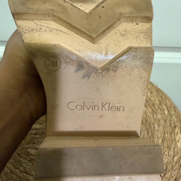 Calvin Klein Tan Suede Sherpa Chelsea Boots Chunky Sole Size 7 - Picture 4 of 4